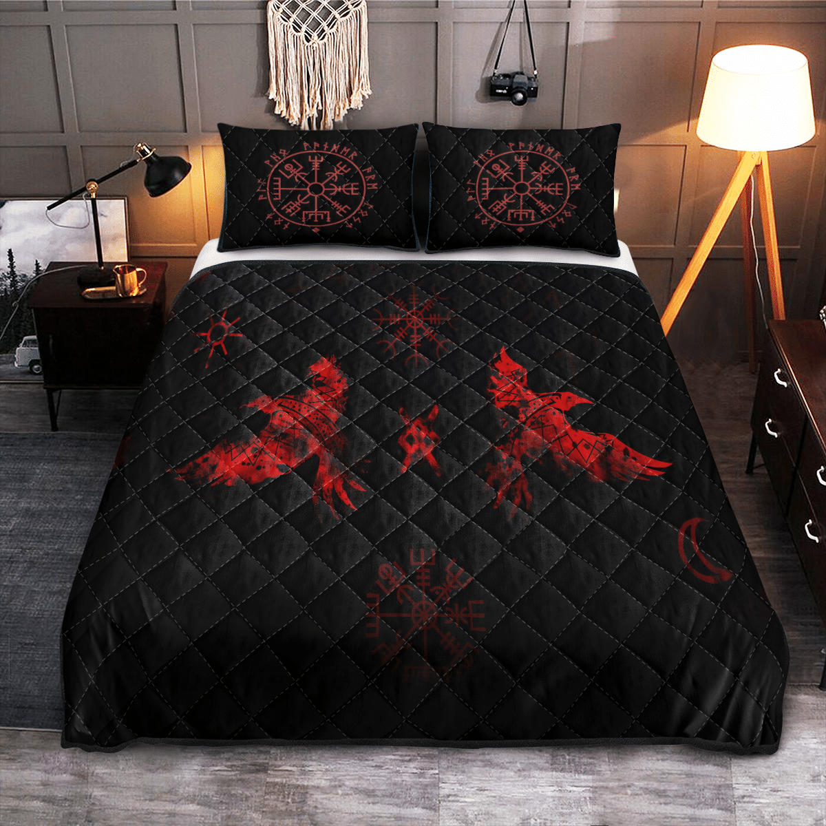 Viking Quilt Bed Set - Raven and Rune - Viking Quilt Bedding Set RLT12 - Wonder Print Shop