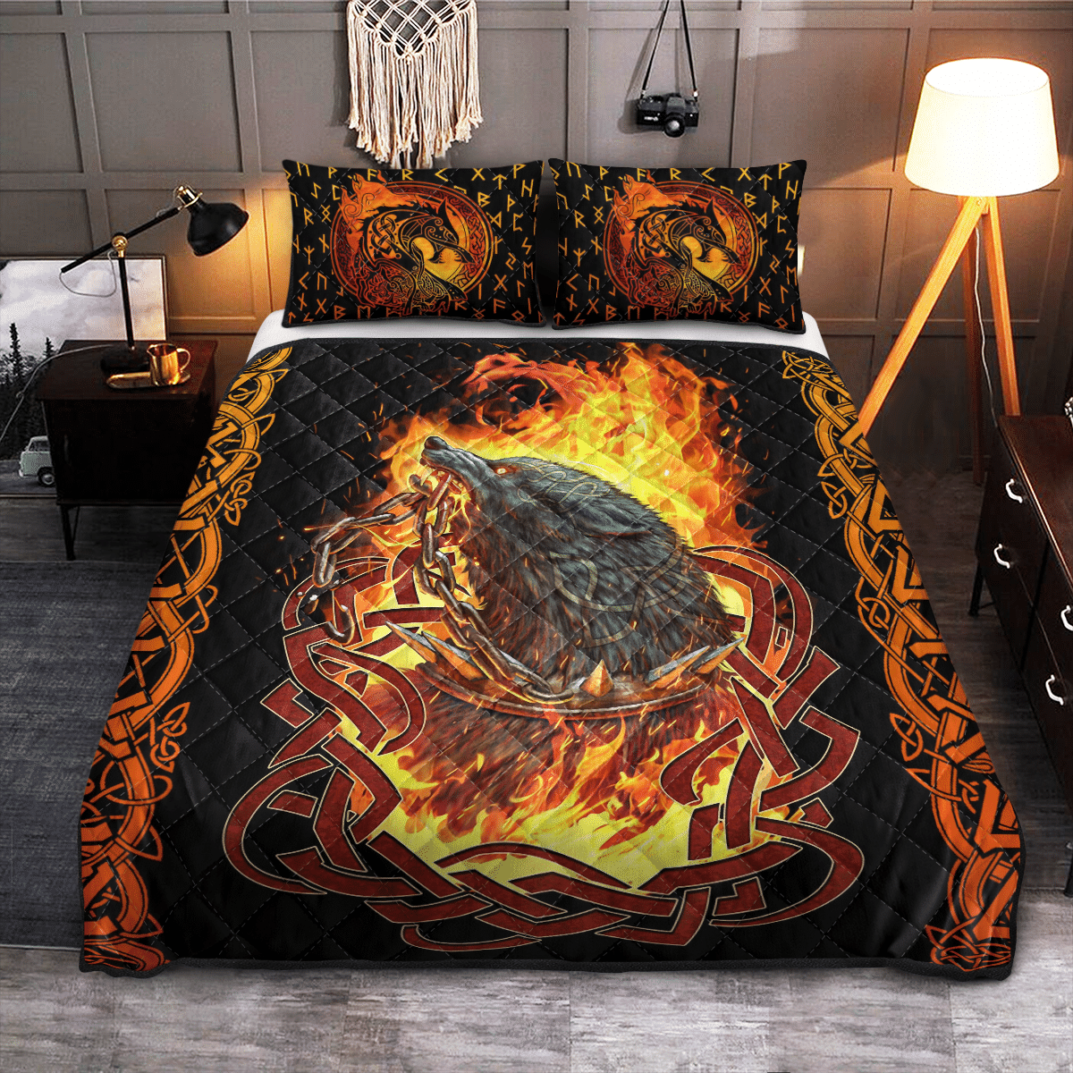 Viking Quilt Bed Set - Viking Quilt Bedding Set - Fenrir Was Bound RLT12 - Wonder Print Shop