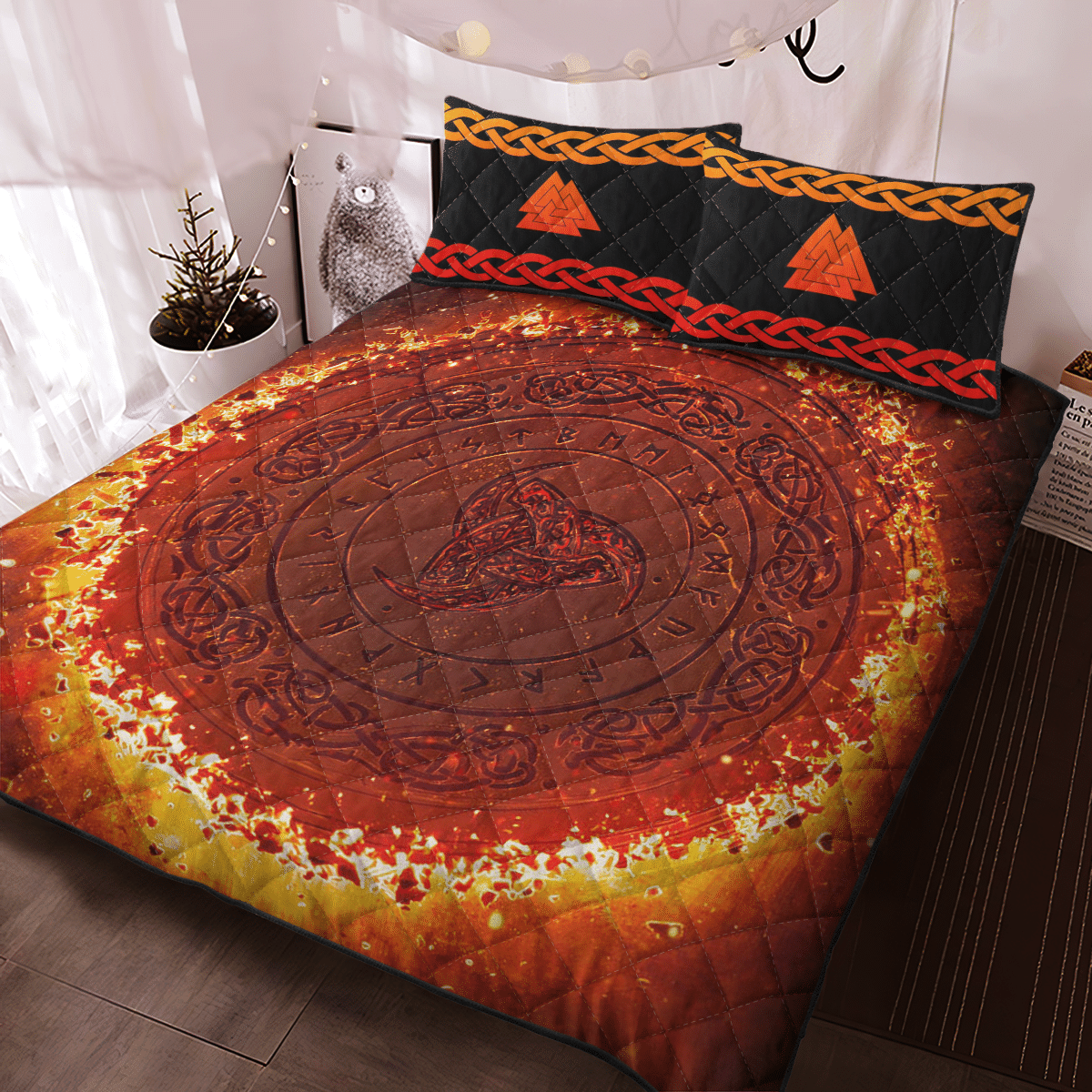 Viking Quilt Bed Set - Viking Quilt Bedding Set - Vegvisir Valknut RLT12 - Wonder Print Shop