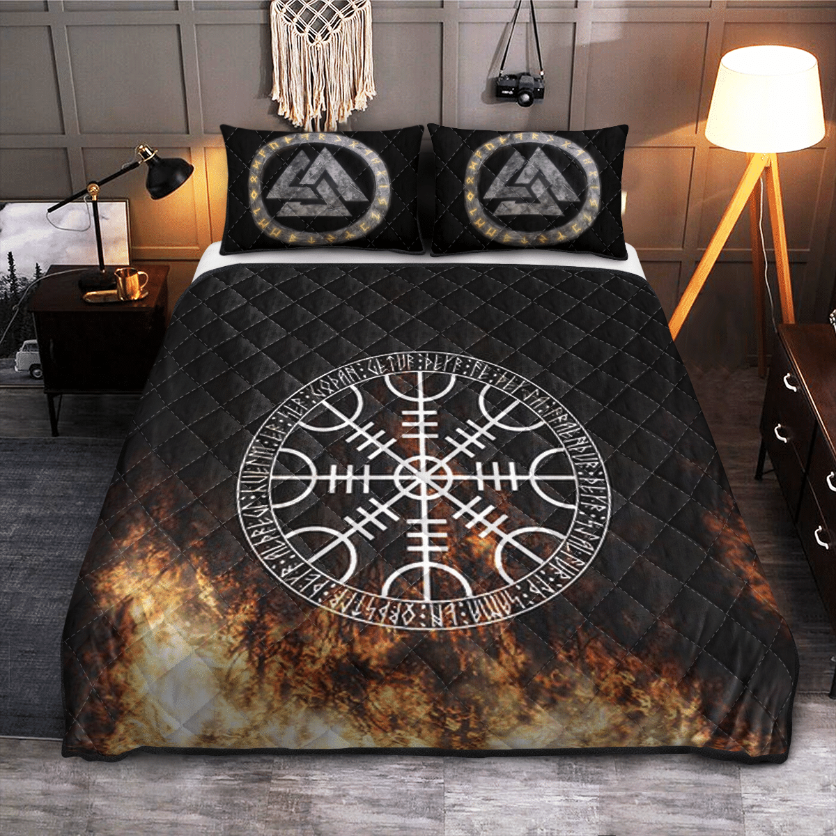 Viking Quilt Bed Set - Viking Quilt Bedding Set - Raven Rune RLT12 - Wonder Print Shop