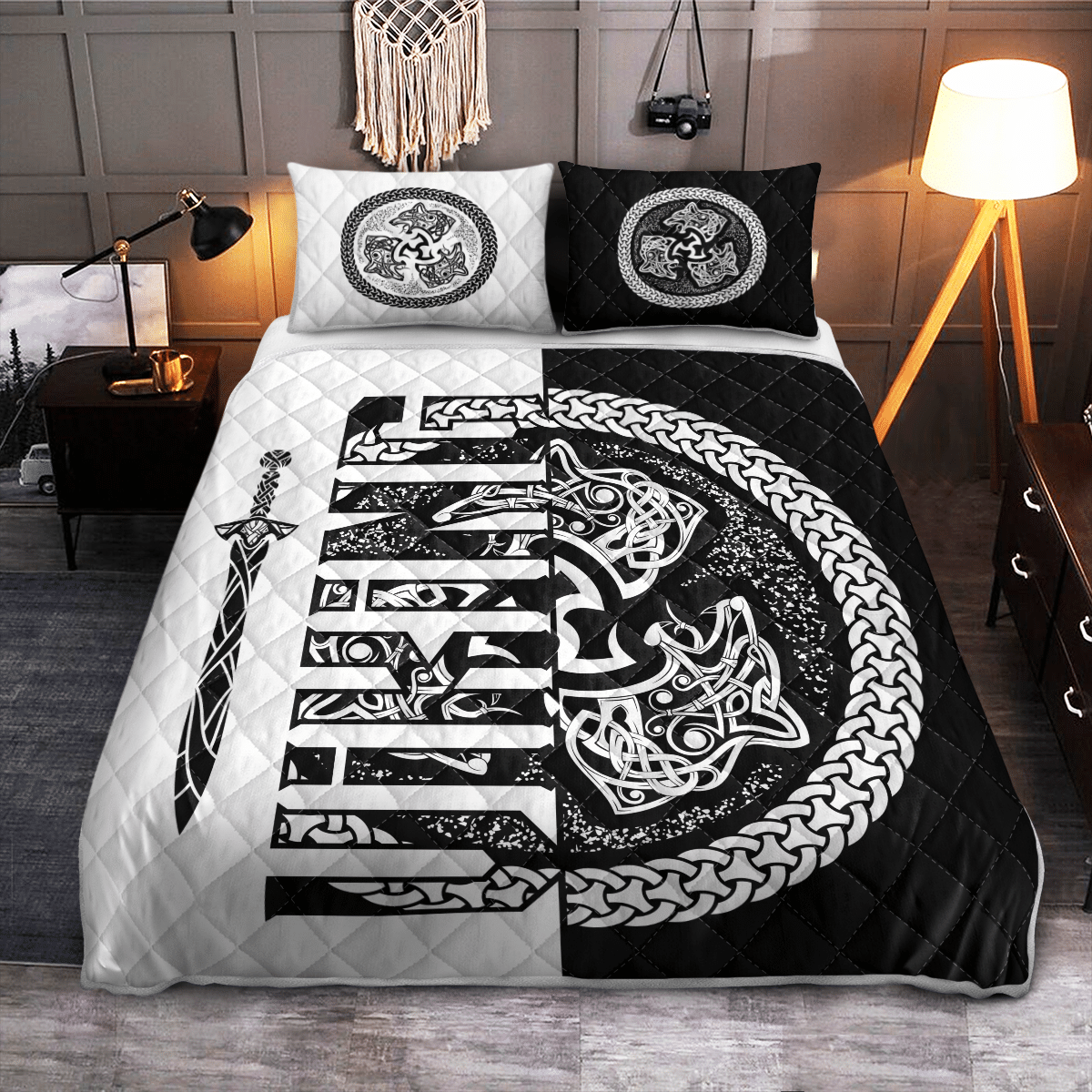 Viking Quilt Bed Set - Wolf Symbol Of A Viking - Viking Quilt Bedding Set RLT12 - Wonder Print Shop