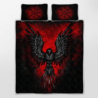 Viking Quilt Bed Set - Raven Vegvisir - Viking Quilt Bedding Set RLT12 - Wonder Print Shop