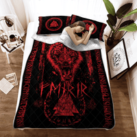 Viking Quilt Bed Set - Fenrir Wolf - Valknut and Rune - Viking Quilt Bedding Set RLT12 - Wonder Print Shop