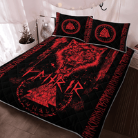 Viking Quilt Bed Set - Fenrir Wolf - Valknut and Rune - Viking Quilt Bedding Set RLT12 - Wonder Print Shop
