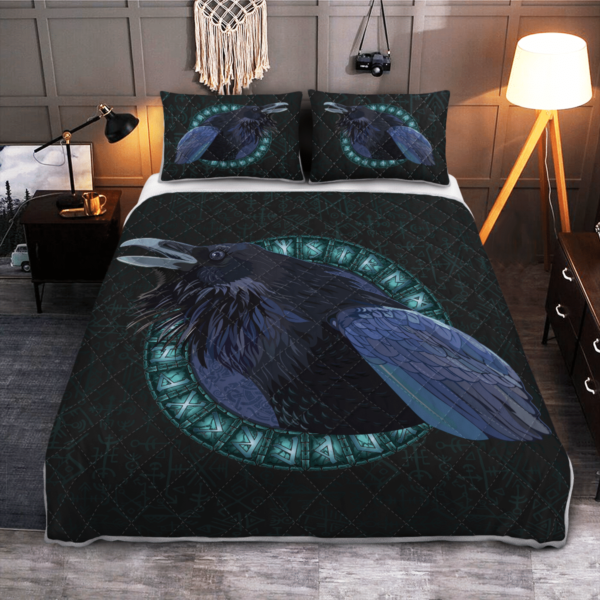 Viking Quilt Bed Set - Viking Vegvisir and Rune - Viking Quilt Bedding Set RLT12 - Wonder Print Shop