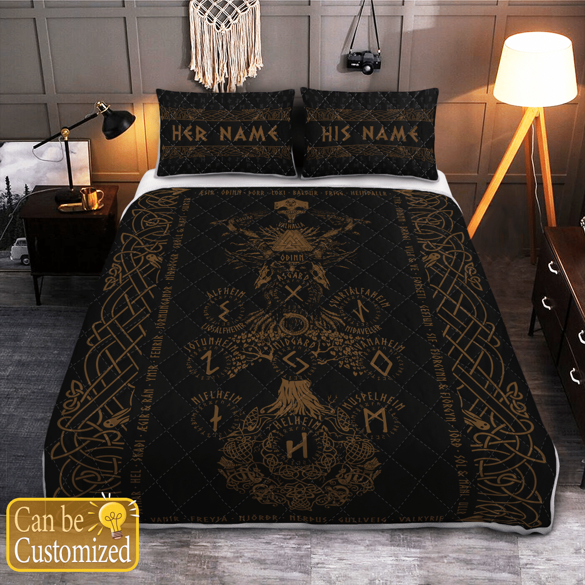 Viking Quilt Bed Set - Tree Of Life - Yggdrasil - Viking Quilt Bedding Set RLT12 - Wonder Print Shop
