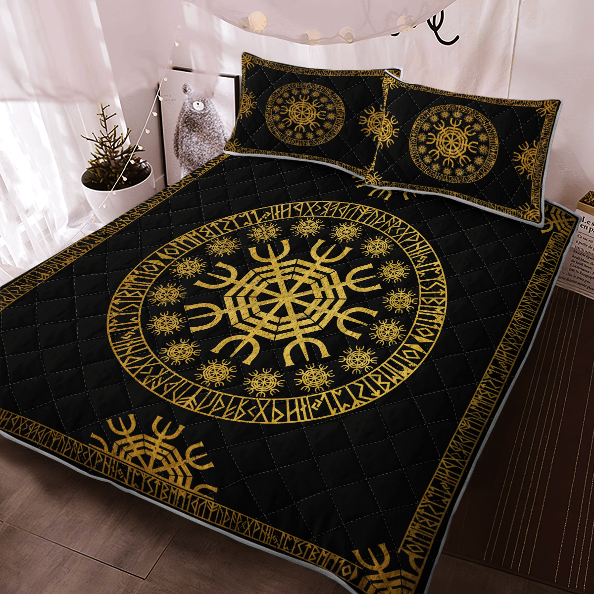 Viking Quilt Bed Set - The Helm Of Awe - gishj lmr - Viking Quilt Bedding Set RLT12 - Wonder Print Shop