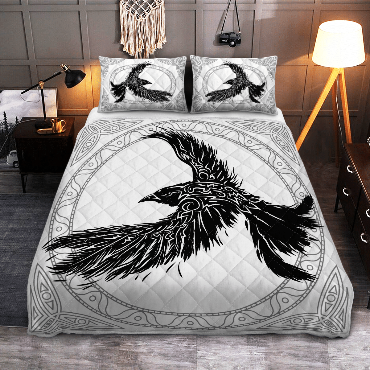 Viking Quilt Bed Set - The Ravens Of Odin In Norse Mythology - Viking Quilt Bedding Set RLT12 - Wonder Print Shop
