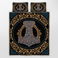 Viking Quilt Bed Set - Thor Hammer Mjolnir - Viking Hammer - Viking Quilt Bedding Set RLT12 - Wonder Print Shop
