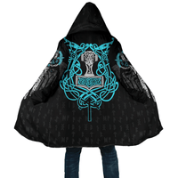 viking-cloak-3d-all-over-printed-blue-neon-viking-symbols-with-viking-warrior-black-hooded-coat