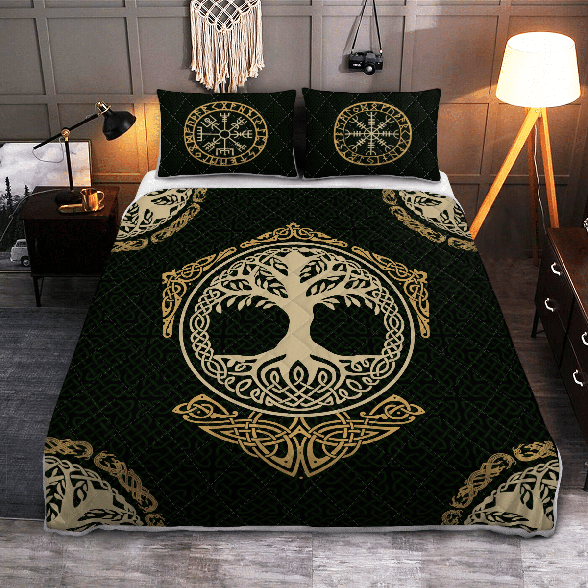 Viking Quilt Bed Set - HUGIN and MUNIN  Odin's RavenS  Yggdrasil RLT12 - Wonder Print Shop