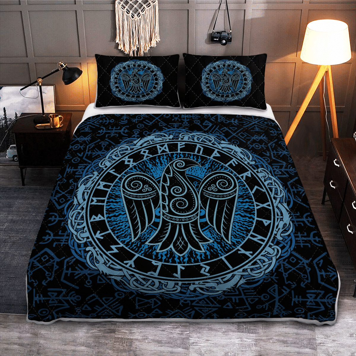Viking Quilt Bed Set - Raven and Rune Viking - Viking Quilt Bedding Set RLT12 - Wonder Print Shop