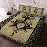 Viking Quilt Bed Set - Raven With Yggdrasil - Viking Quilt Bedding Set RLT12 - Wonder Print Shop