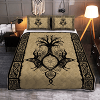 Viking Quilt Bed Set - Raven With Yggdrasil - Viking Quilt Bedding Set RLT12 - Wonder Print Shop