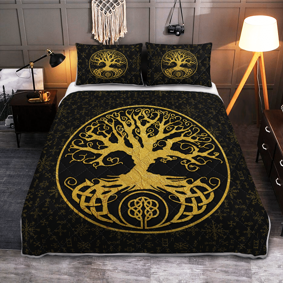 Viking Quilt Bed Set - Tree Of Life - Yggdrasil - Viking Quilt Bedding Set RLT12 - Wonder Print Shop