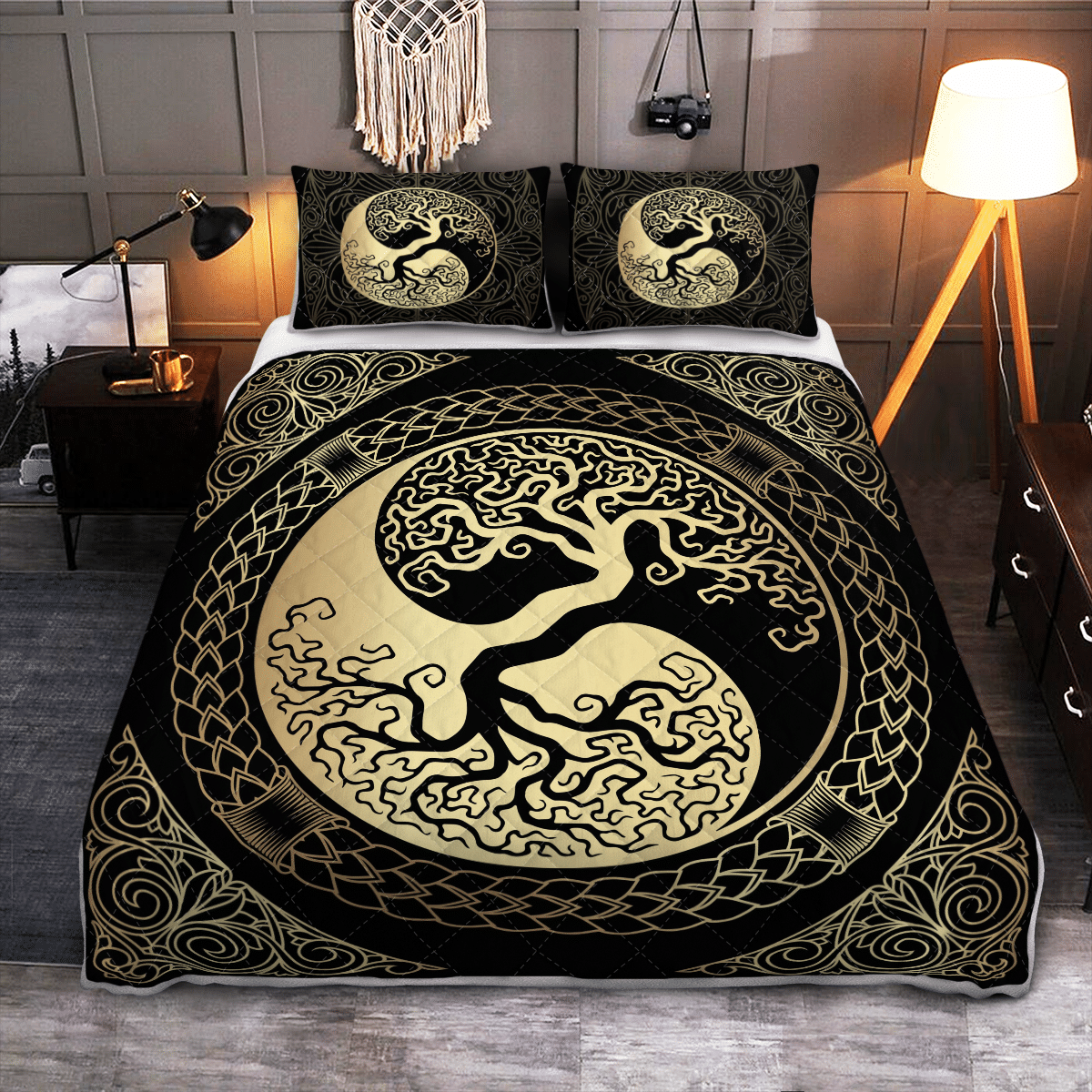 Viking Quilt Bed Set - Yin Yang Yggdrasil - Tree Of Life RLT12 - Wonder Print Shop