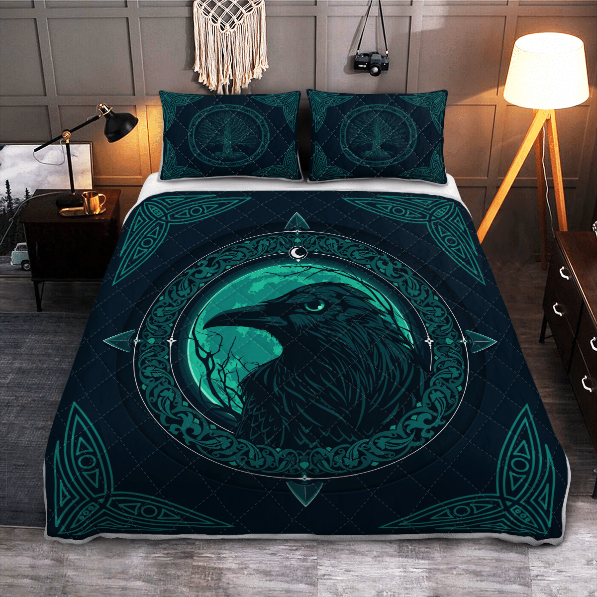 Viking Quilt Bed Set - Viking Raven - Tree Of Life RLT12 - Wonder Print Shop