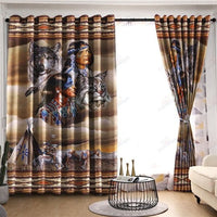 Brown Wolf Native American 3D All Over Printed Window Curtain Home Decor - Wonder Print Shop