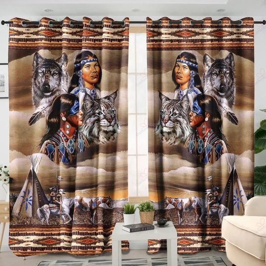 brown-wolf-native-american-3d-all-over-printed-window-curtain-home-decor