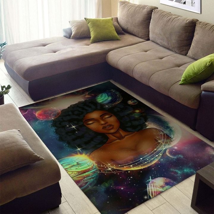 Wonder Print Shop Area Rug African Black Girl Planets Area Rug LT10 - Wonder Print Shop