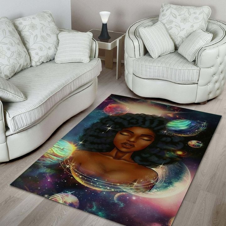 Wonder Print Shop Area Rug African Black Girl Planets Area Rug LT10 - Wonder Print Shop