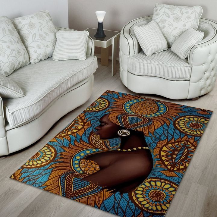 Wonder Print Shop Area Rug African Black Girl Floral Area Rug LT10 - Wonder Print Shop