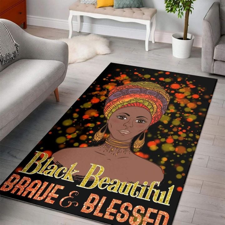 Wonder Print Shop Area Rug Black Beautiful Brave and Blessed Black Area Rug LT10 - Wonder Print Shop