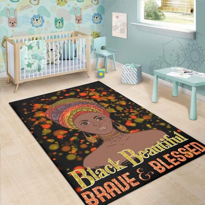 Wonder Print Shop Area Rug Black Beautiful Brave and Blessed Black Area Rug LT10 - Wonder Print Shop