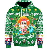 Hawaii Mele Kalikimaka Santa Claus Pattern Christmas Hoodie Green Labo Style RLT13 - Wonder Print Shop