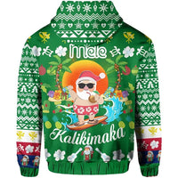 Hawaii Mele Kalikimaka Santa Claus Pattern Christmas Hoodie Green Labo Style RLT13 - Wonder Print Shop