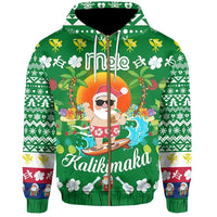 Hawaii Mele Kalikimaka Santa Claus Pattern Christmas Hoodie Green Labo Style RLT13 - Wonder Print Shop
