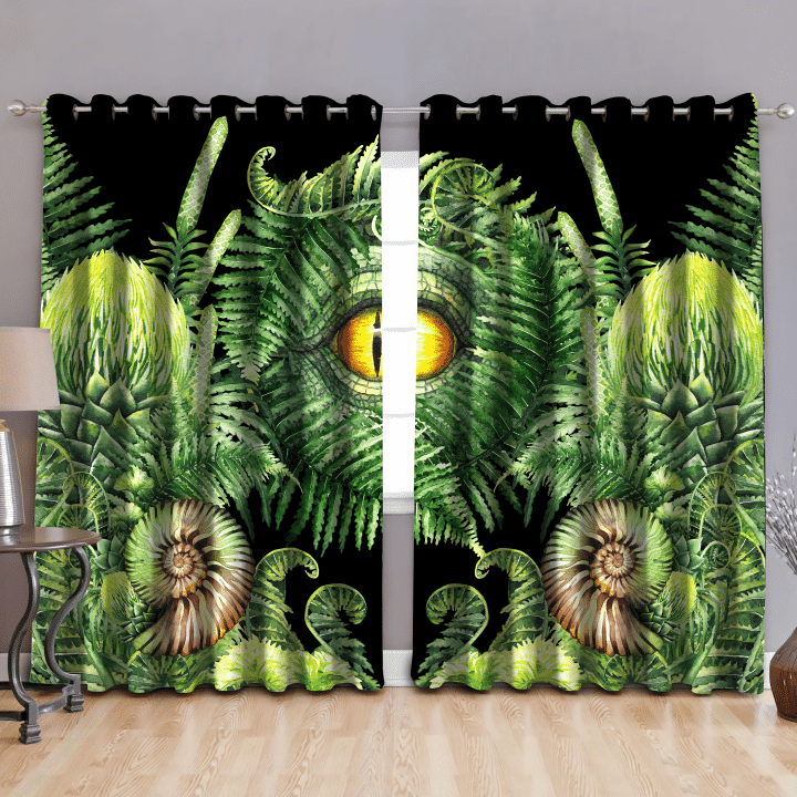 Eyes Dinosaur Window Curtains Seashell and Fern LT4 - Wonder Print Shop