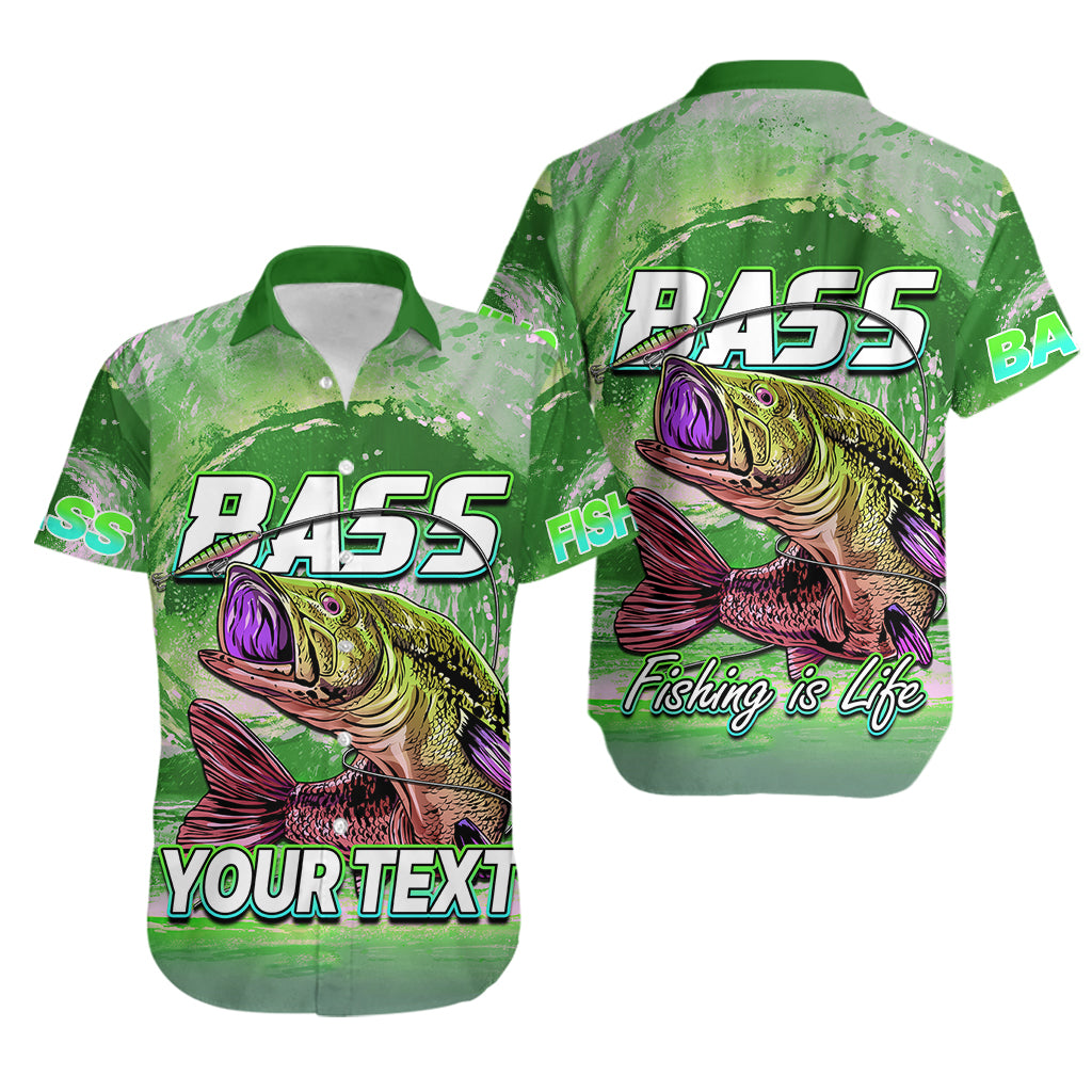 (Custom Personalised) Bass Fishing is Life Hook Sport Largemouth Green Hawaiian Shirt - Wonder Print Shop
