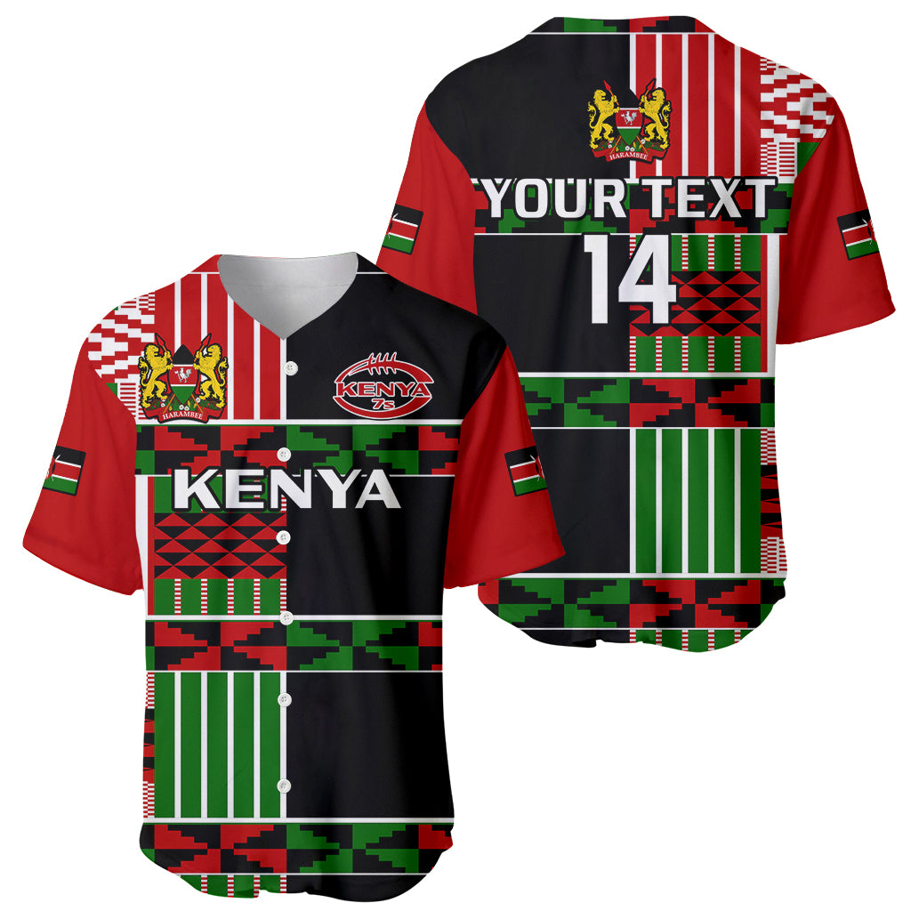 (Custom Text And Number) Kenya Rugby Sevens Kenyan Pattern Version Baseball Jersey - Wonder Print Shop