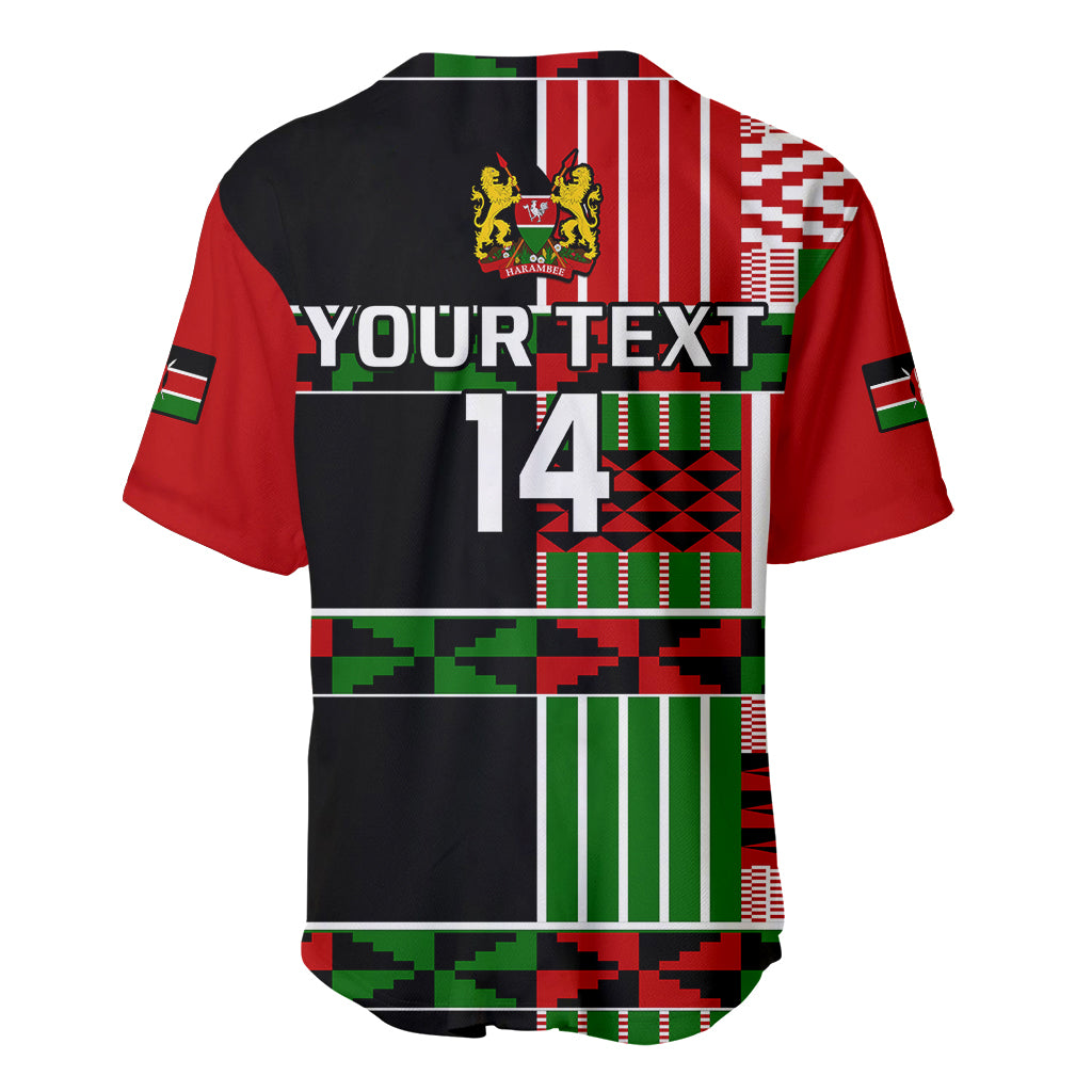 (Custom Text And Number) Kenya Rugby Sevens Kenyan Pattern Version Baseball Jersey - Wonder Print Shop
