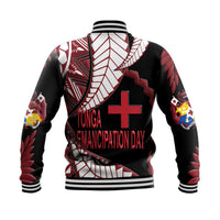 Tonga Emancipation Day Baseball Jacket Kupesi Pattern No.1 Black LT9 - Wonder Print Shop