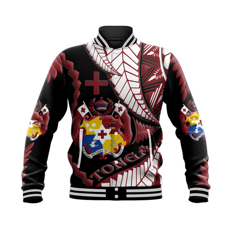 Tonga Emancipation Day Baseball Jacket Kupesi Pattern No.1 Black LT9 - Wonder Print Shop