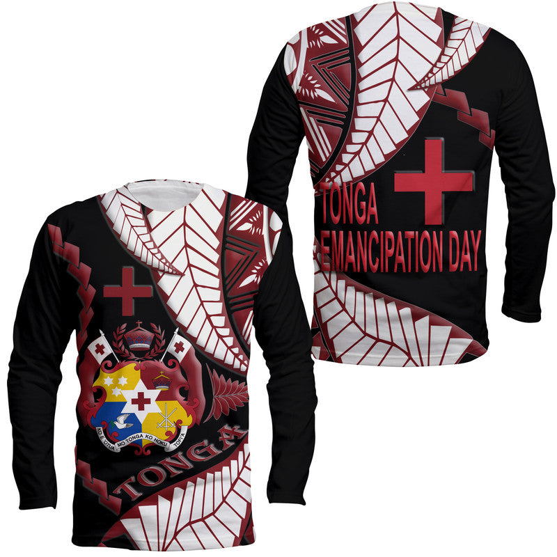 Tonga Emancipation Day Long Sleeve Shirt Kupesi Pattern No.1 Black - Wonder Print Shop