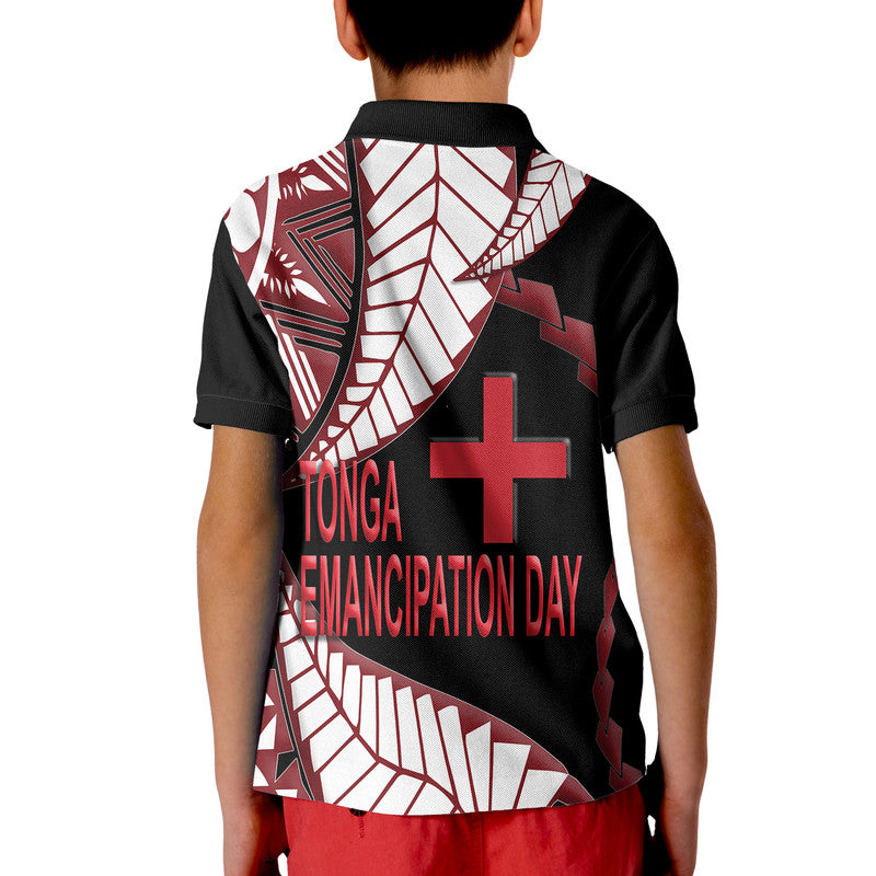 Tonga Polo Shirt Emancipation Day Kupesi Pattern No.1 Black - Wonder Print Shop