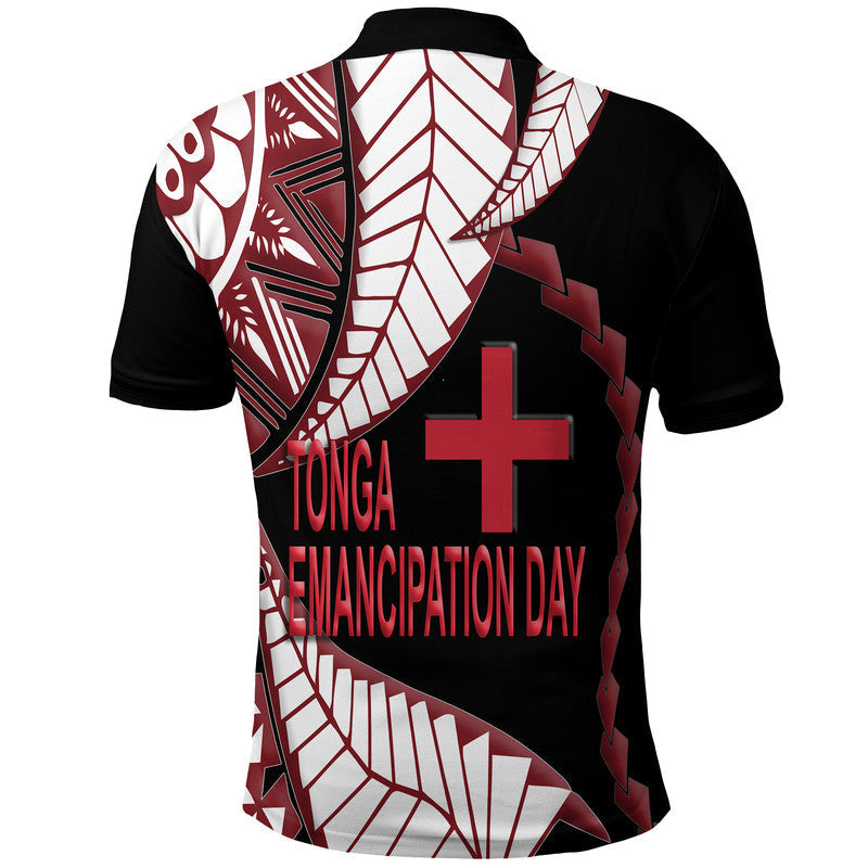 Tonga Polo Shirt Emancipation Day Kupesi Pattern No.1 Black - Wonder Print Shop