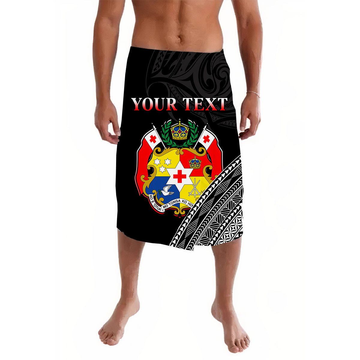 Custom Personalised Tonga Lavalava Tongan Pattern Blithesome Version Black LT13 - Wonder Print Shop