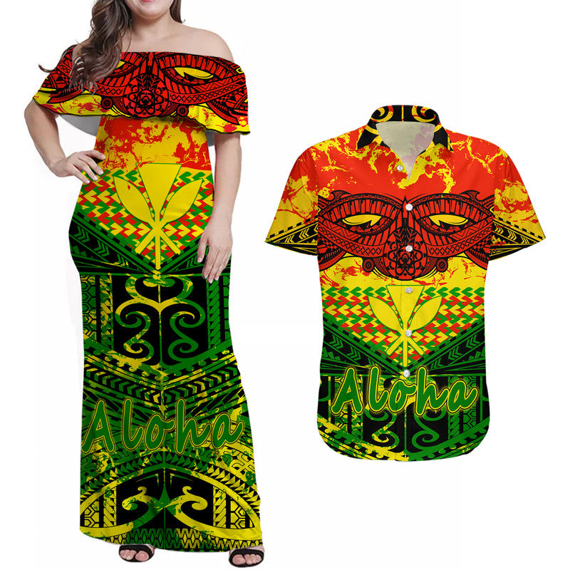 Hawaiian Tribal Kanaka Maoli Matching Hawaiian Shirt And Dress Reggae Polynesian Version LT9 - Wonder Print Shop