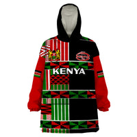 (Custom Text And Number) Kenya Rugby Sevens Kenyan Pattern Version Wearable Blanket Hoodie - Wonder Print Shop