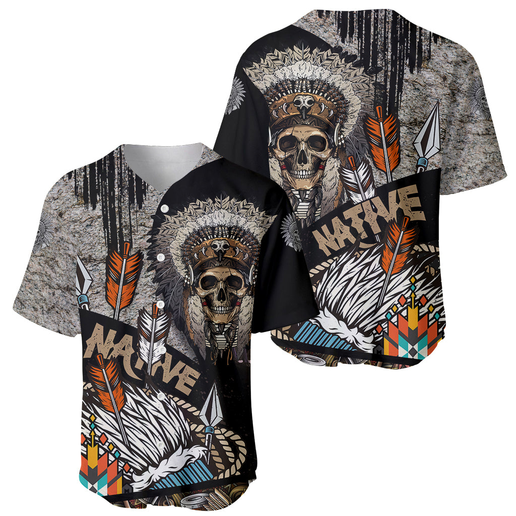 Native American Feather Headdress Abstract Grunge Pattern Baseball Jersey - Wonder Print Shop