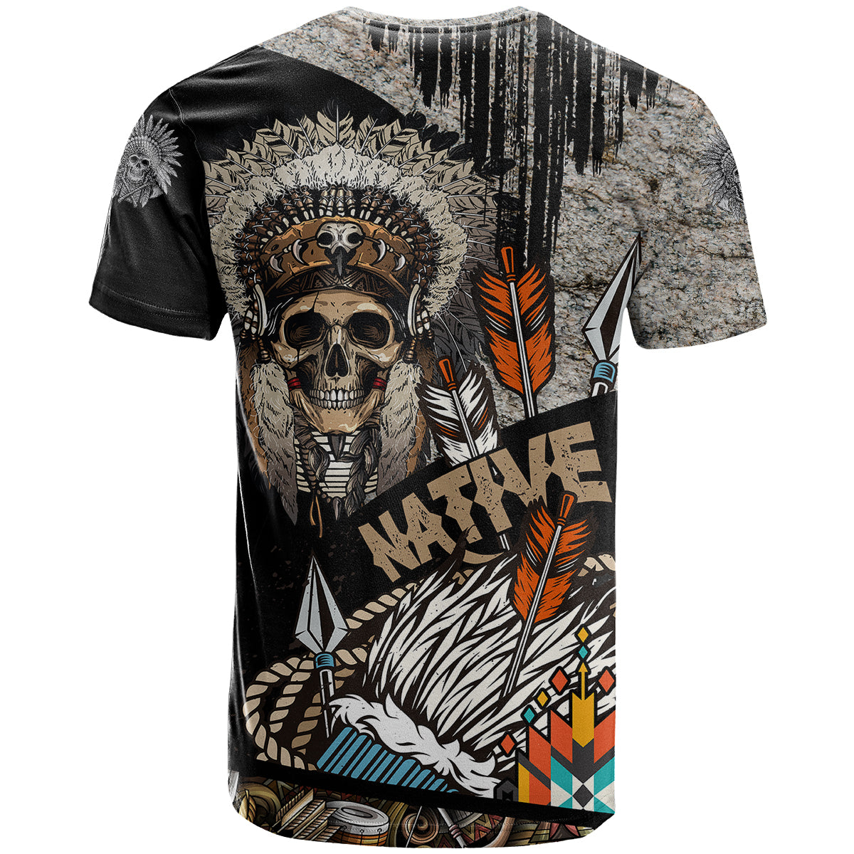 Native American Feather Headdress Abstract Grunge Pattern T Shirt - Wonder Print Shop