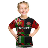 (Custom Text And Number) Kenya Rugby Sevens Kenyan Pattern Version Kid T Shirt - Wonder Print Shop