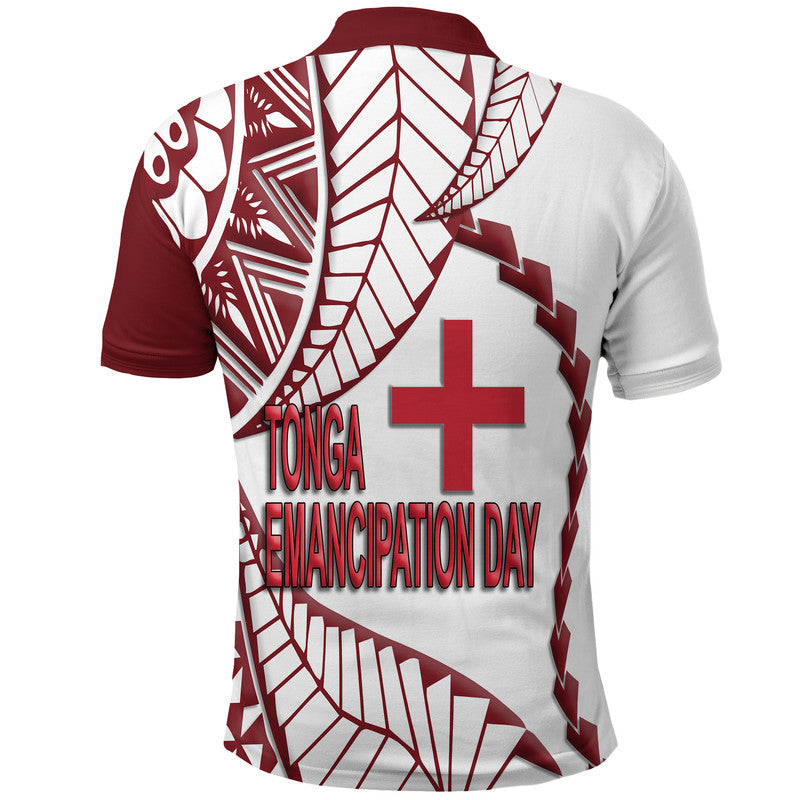 Tonga Polo Shirt Emancipation Day Kupesi Pattern No.1 White - Wonder Print Shop
