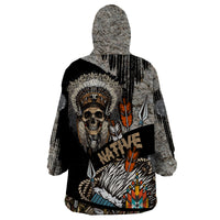 Native American Feather Headdress Abstract Grunge Pattern Wearable Blanket Hoodie - Wonder Print Shop