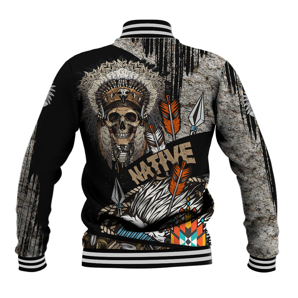 Native American Feather Headdress Abstract Grunge Pattern Baseball Jacket - Wonder Print Shop