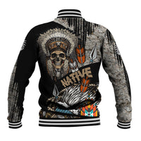 Native American Feather Headdress Abstract Grunge Pattern Baseball Jacket - Wonder Print Shop